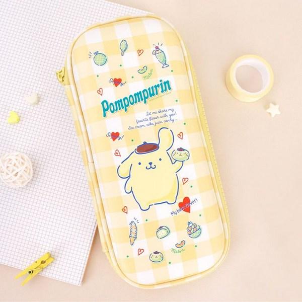 Sanrio Pom Pom Purin Charakter Breite EVA-Tasche Stifteetui Hartschalen-Federmäppchen, 1 Stück, Gelb