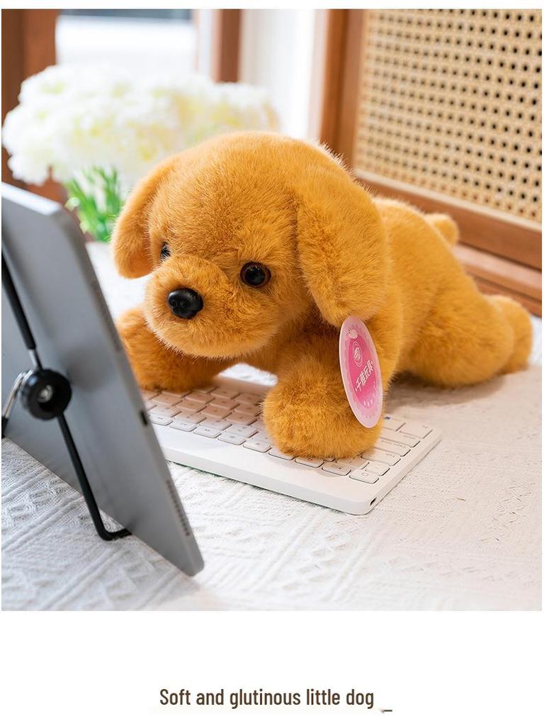 Golden Retriever Puppy Plush Toy in Lying Pose - Adorable and Soothing Companion Doll