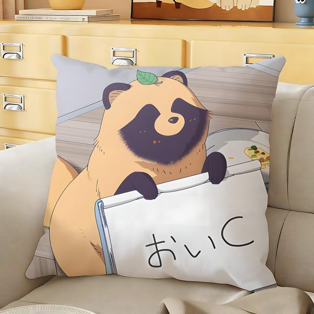 Cute with you and the rain tanuki Cushion Cover Soft Durable Reversible Pillow Cover Home MultiScene Daily Comfort Pillowcase