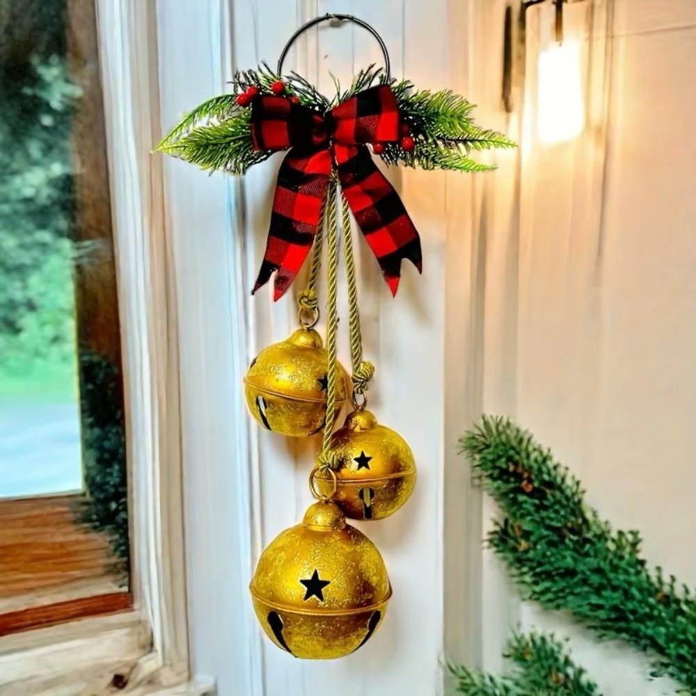 Jingle Bells Xmas Tree Hangings Pendant Bow Holiday Decor Exquisite Xmas Bell Decorations  Wall