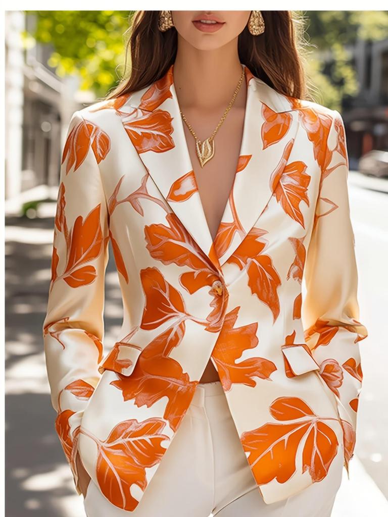 Women's Satin Print Blazer with Lining - Autumn Collection