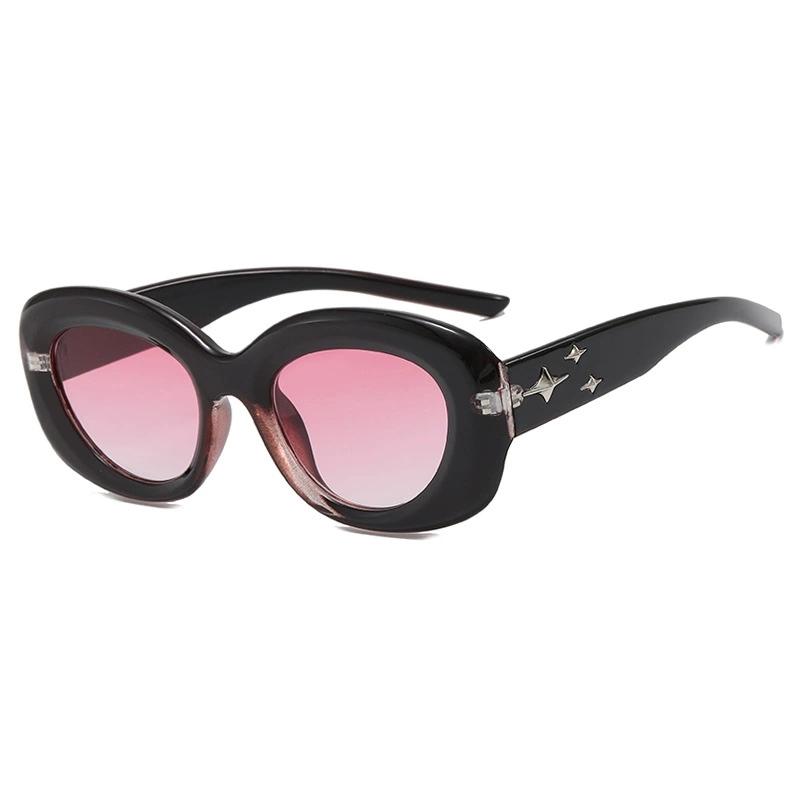 

Retro Popular Sunglasses for Women Men Large Frame Desginer Female Shades Fashion Punk Trending Tea Pink Sun Glasses UV400 as shown