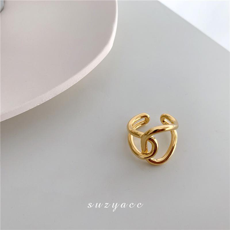 Minimalist Cross Knot Metal Ring - Trendy European  American Style for Women Adjustable Open