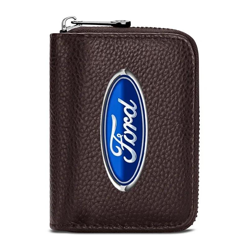 New 2026 Car Sticker Car Business Card Case Purse Portable Storage Driver's License Storage Bag For Ford Focus ST Ranger Mondeo