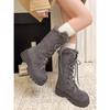 Retro fleece thickened thick-soled snow boots 2026 winter non-slip heightening warm fluffy cotton boots