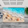 Ocean Waves Beach Shells Floor Mat Flannel Door Mat Non-Slip Washable Foam Entryway Rug for Bathroom Bedroom Entryway