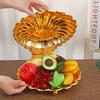 Golden Peacock Relief Design Shell Trays Decorative, Fruit Tray, Snacks, Metal Tray, Home Desktop Organizer, Kitchen Storage Box