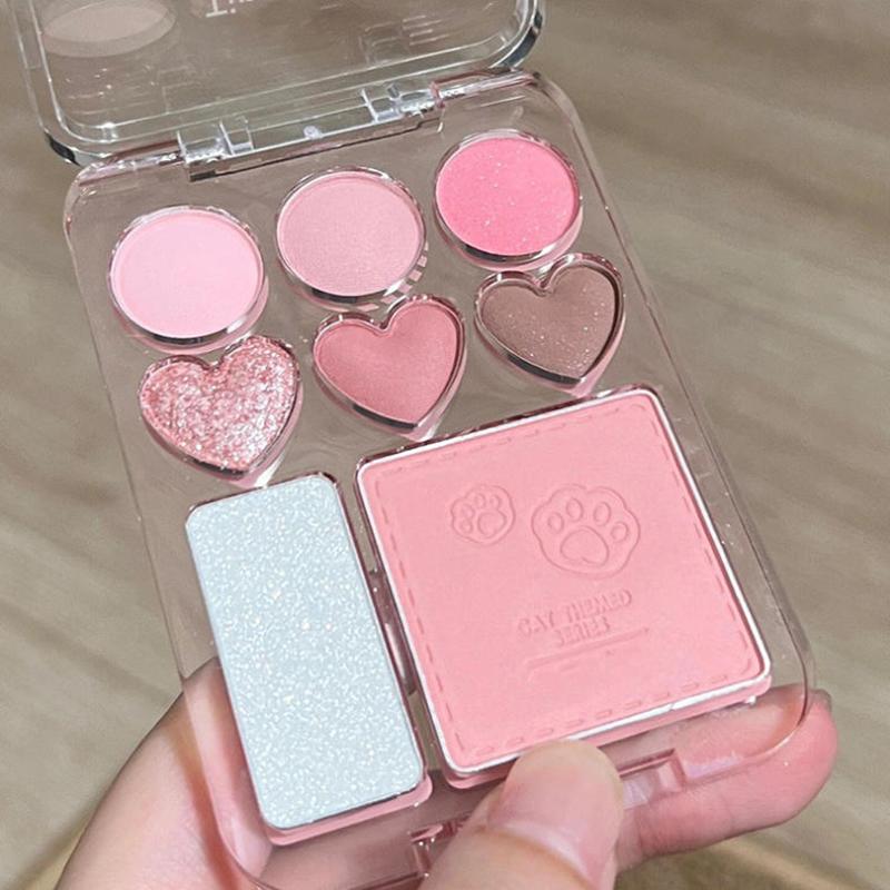 8-Color Love Eye Shadow Plate Blush High-Light Integrated Natural And Long-Lasting Light Shine Eyeshadow Daily Makeup Palette