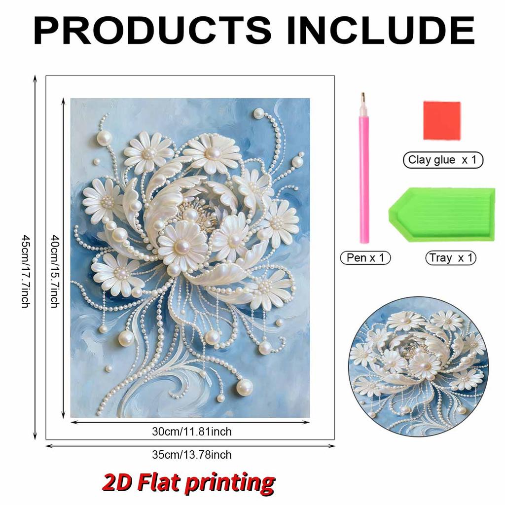 DIY Flower Pearl Diamond Art Painting Kits for Adults and Beginners, Fine View Sparkling Painting Craft Home Wall Decor Handmade Gift