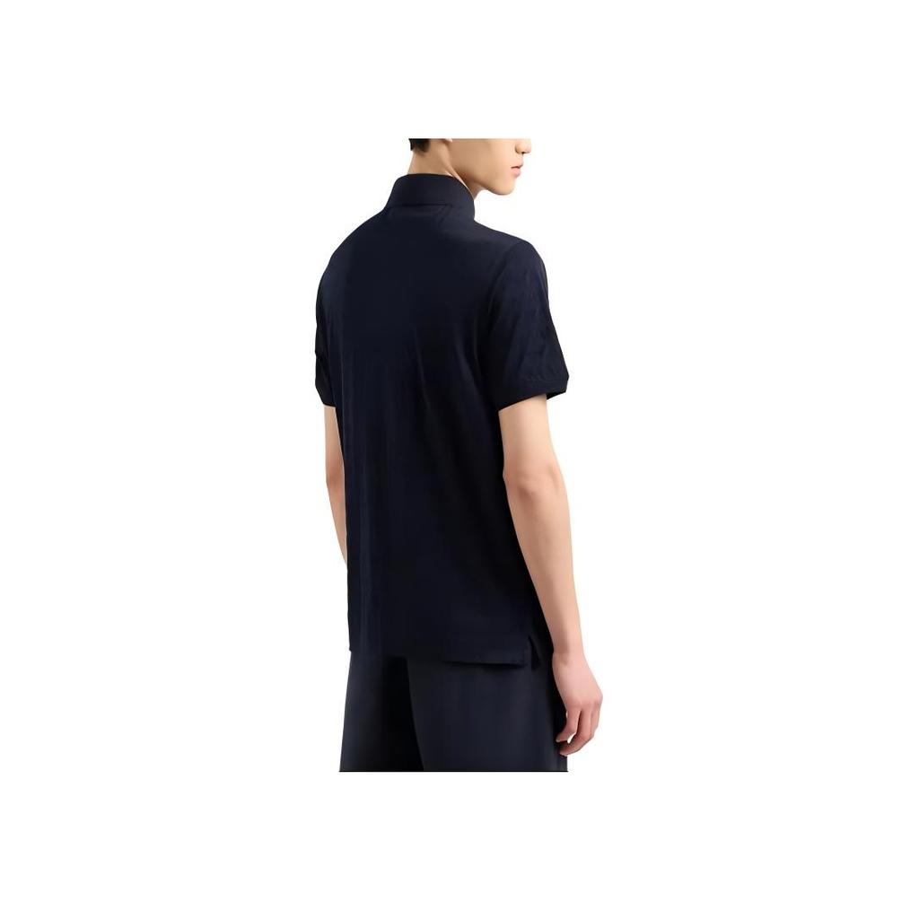 Emporio Armani Polo Shirt With All Over Print Men Tops Navy-Blue 3D1FM8-1JORZ-0920