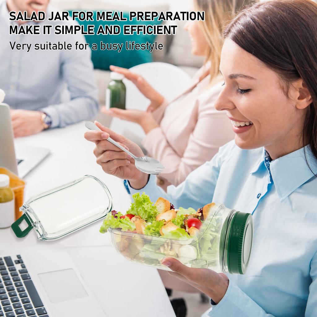 1/2Set Layering Salad Pod Plastic Vertical Salad Container With Fork 2.5 Oz Dipping Bowl Side Opening Salad Jar Food Storage Jar