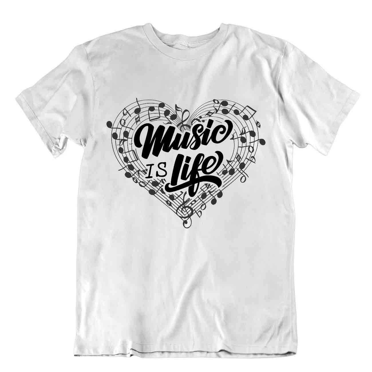 Music Is Life T-Shirt Novelty Slogan Nerd Tee Music And Art Shirt XL