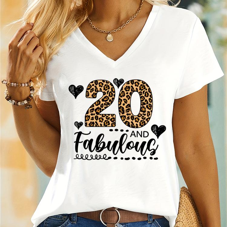 Maglietta per il 60° Compleanno da Donna Cuore Vintage 60 e Favolosa Stampa Leopardata Maglietta Estiva a Maniche Corte Magliette Favolose per il Compleanno