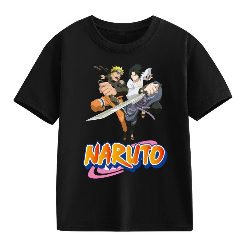 Maglietta Naruto Bambini Uzumaki Uchiha Sasuke Hatake Kakashi Stampa Personaggio Anime Cotone Manica Corta Ragazzi Ragazze Top Rotondi Larghi