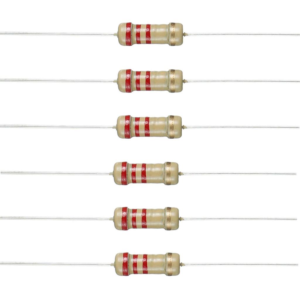 BOJACK 2.2K Ohm Resistors 1/2 W ±5% Carbon Film Single Resistor (Pack of 200)