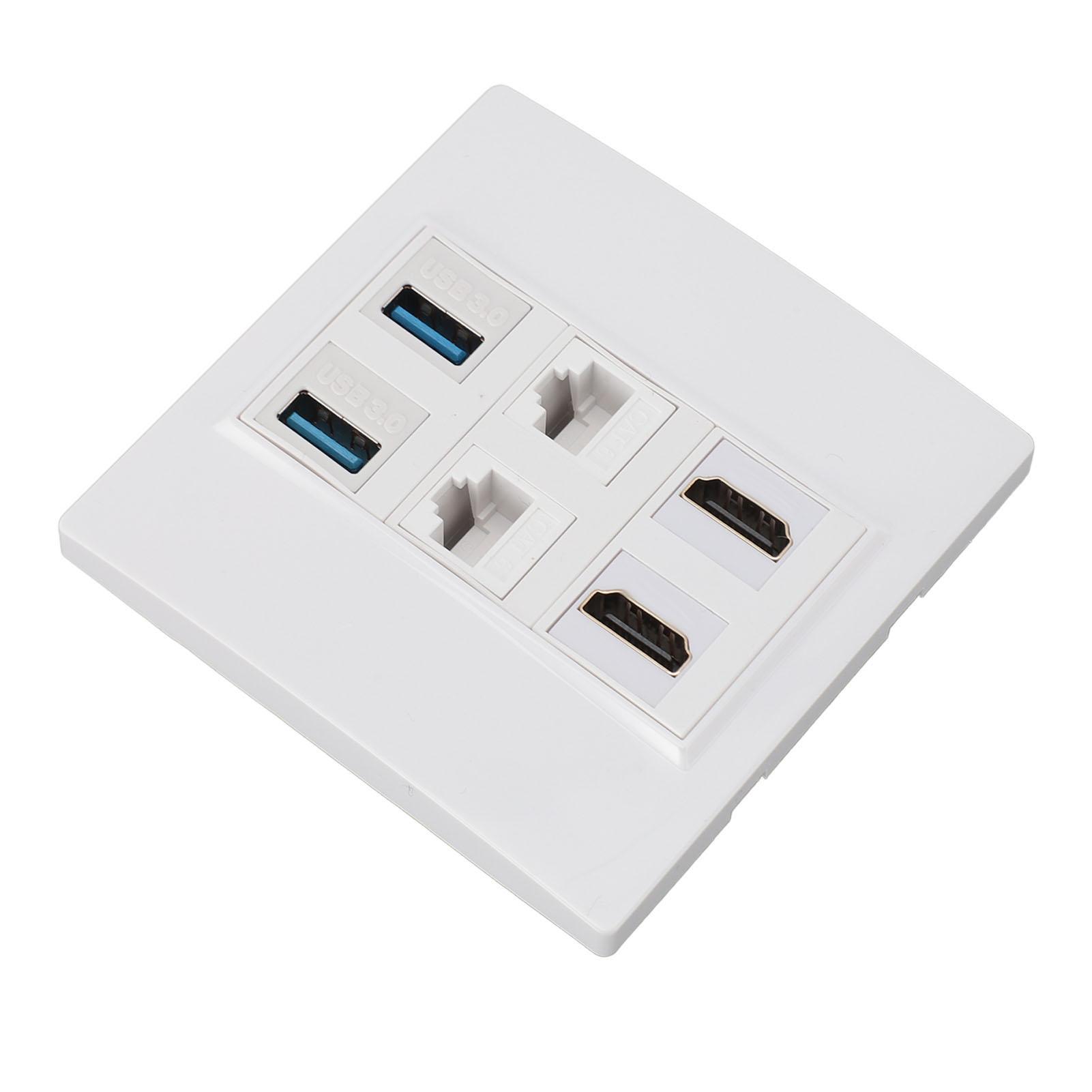 

6 Port Multimedia Wall Plate 5Gbps 4K 60HZ HD Multimedia Interface Cat6 RJ45 USB3.0 Combo Wall Plate Panel