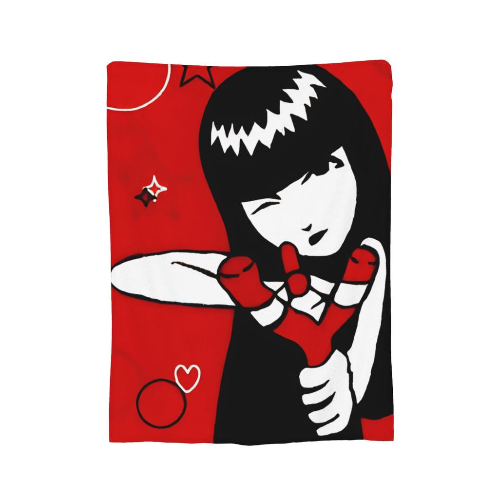 Cartoon E-Emily the Strange Fleece Throw Blanket Cats Blanket for Bed Car Super Warm Quilt,