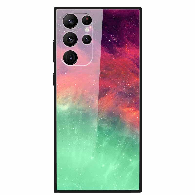 Gehärtetes Glas Cover Für Samsung S23 Ultra 5G Hülle S 23 Luxus Hartes Funda für Samsung Galaxy S23 Plus Ultra 5G Bemaltes Coque S23
