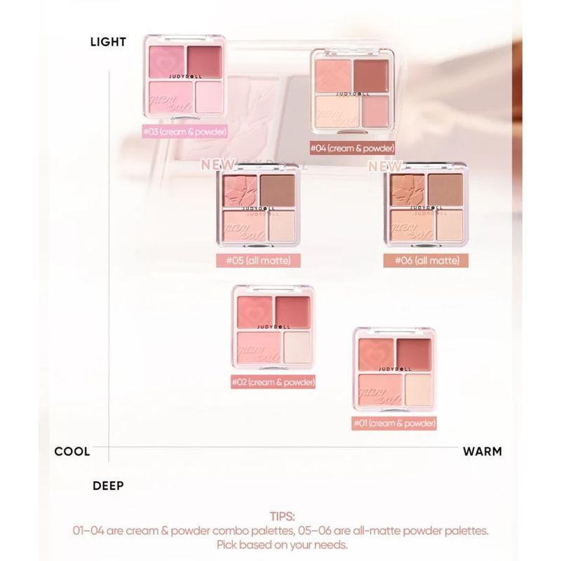 Judydoll - 4-Farben Rouge & Highlight Palette (5-6)