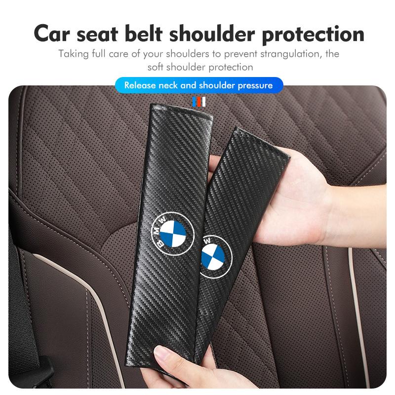 BBKL3 Car Seat Belt Carbon Safety Shoulder Cover Protection Padding For BMW 1 3 5 7 Series M F01 F20 F10 F13 E52 E53 E60 E93