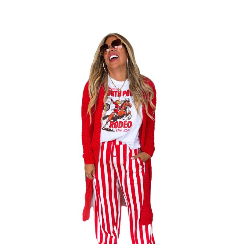 2026 New Women's Loose Casual Striped Printed Long Straight Pants