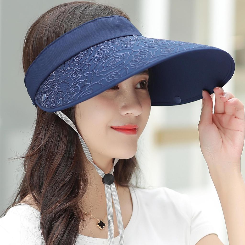Women's Korean Style Summer Sun Hat with Large Brim, UV Protection, Detachable and Topless Design for Electric Biking or Outdoor Activities