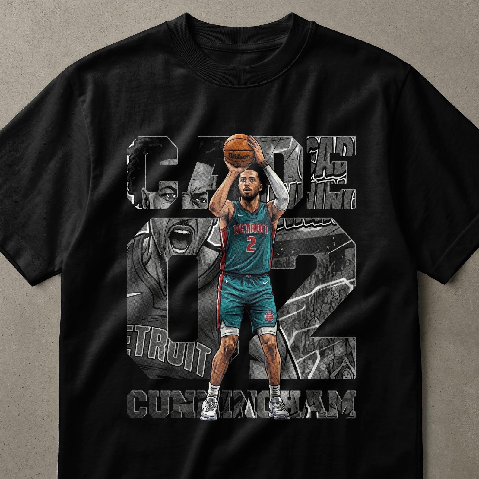 Cade Cunningham Basketball Graphic T-Shirt, Dynamic Player Fan Tee, Unique Sports Art Apparel, Gift for Basketball Enthusiast, Custom Fan L