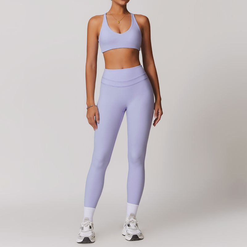 Guangzhou Zechuang Clothing Co., Ltd. Brushed Tight Back Yoga Suit Stretch High Waist Workout Clothes for Women Running