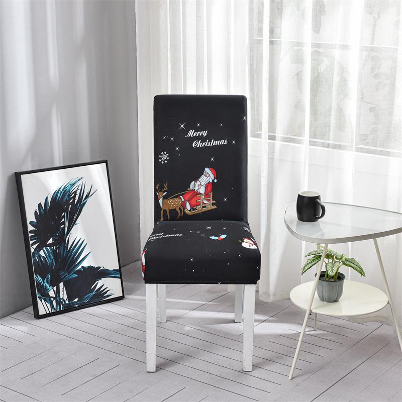 1/2/4/6Pcs Christmas Elastic Chair Cover For Dining Room Santa Claus Xmas Kitchen Home Decorative Spandex Slipcovers Seat Covers