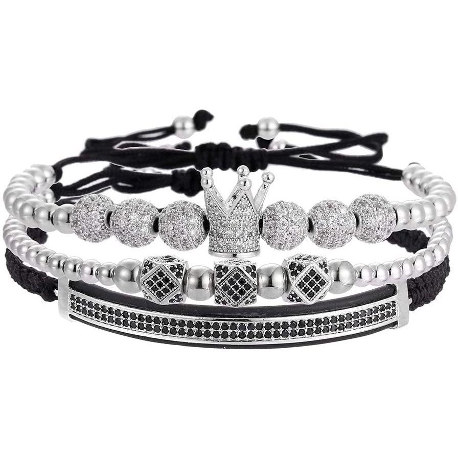 Fashion Multi-layered Stacked Diamond-encrusted Crown-shaped Fashionable Beaded Bracelet