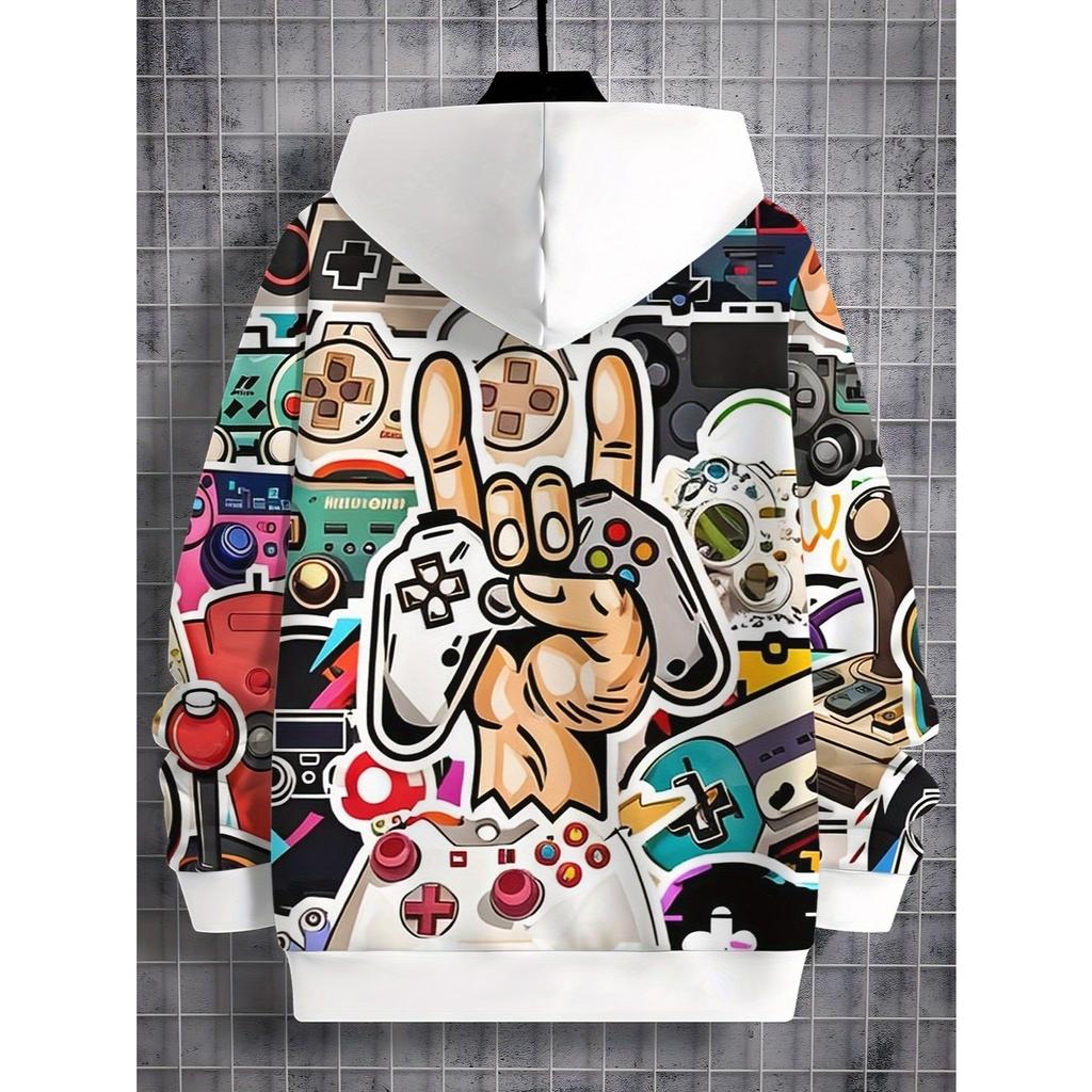 Cool game controller pattern 3D printed fashionable youth sports shirt for boys and teenagers