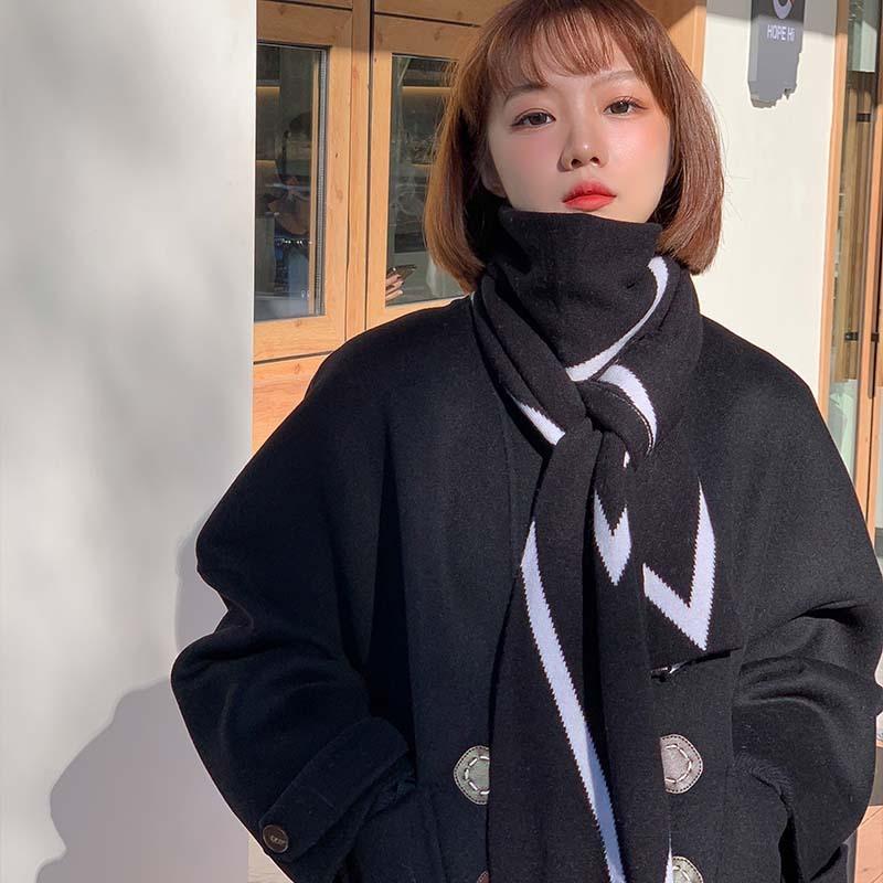 Autumn and Winter New Style Double-sided Knitted Scarf Fashionable Warm Scarf Scarf, Soft and Skin-friendly Scarf