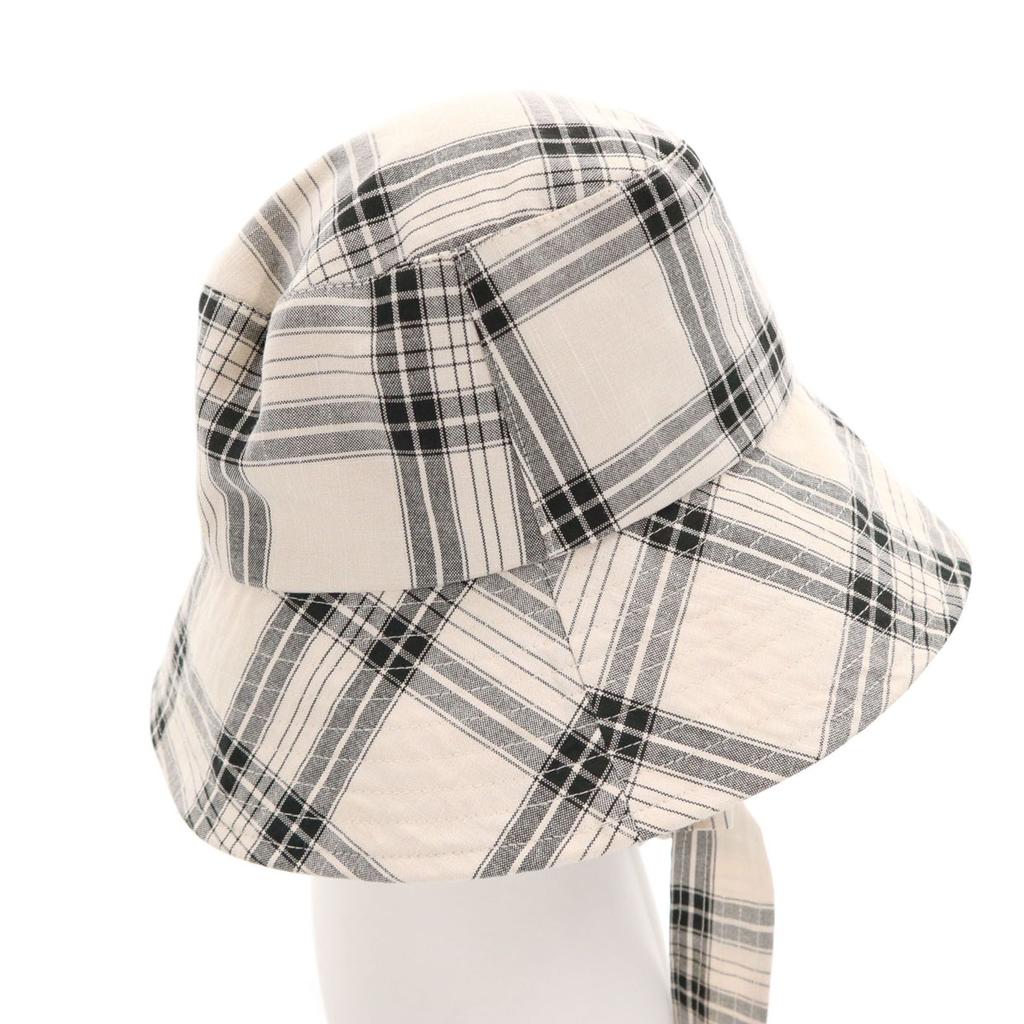 VIS Wide brim with ribbon Check Pattern bucket hat 57.5 White system Women Used