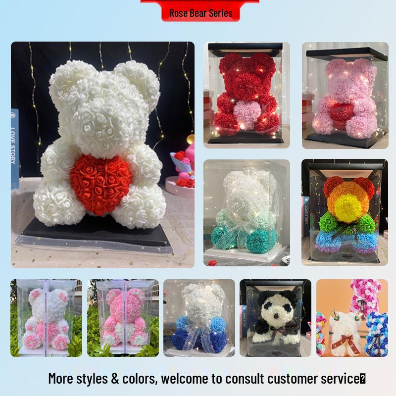 Eternal Rose Bear: Valentine's, Mother's Day & Birthday Gift, Floral Bouquet Ornament for Girlfriend.