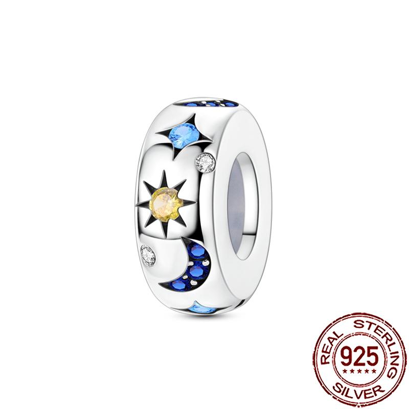 Charms Copper Moon Star Night Sky Galaxy Celestial Dangle Beads Fit Snake Chain Bracelet Necklace Women Diy Jewelry