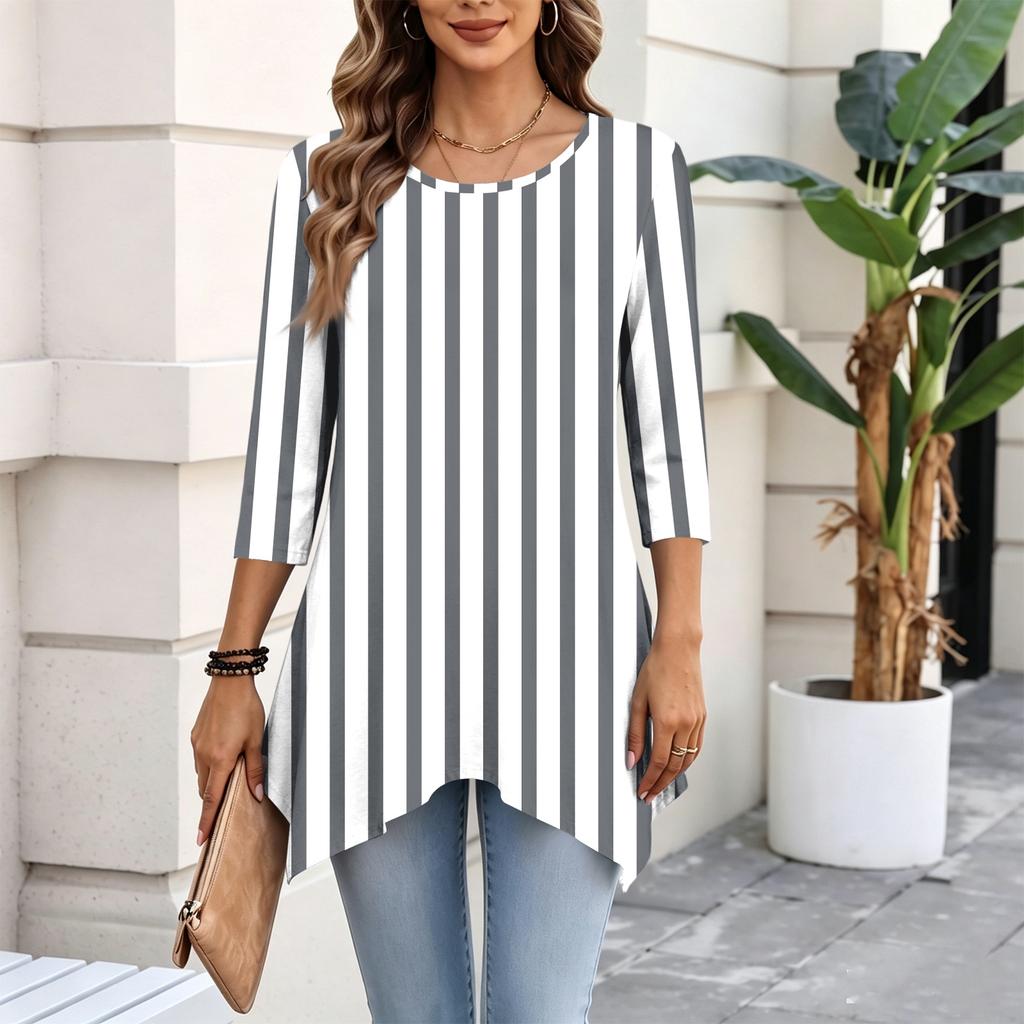 Women's Fashion Casual 3/4 Sleeve Pullover Top for Everyday Wear