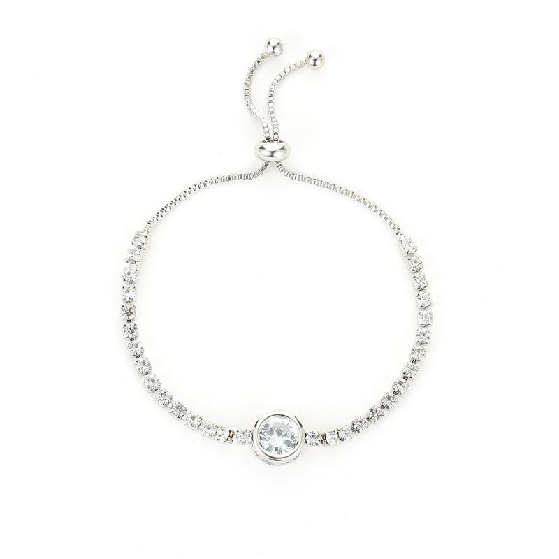 SUMENG 2024 New Round Rose Gold Color Cubic Zirconia Charm Bracelets for Women Jewelry Gifts