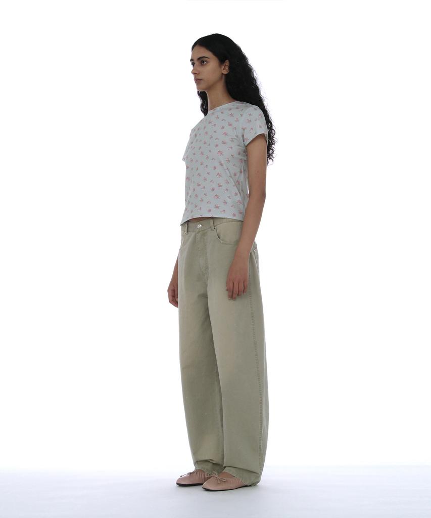 PARTIMENTO WOMEN Floral Printed Short Sleeve Tee_Mint
