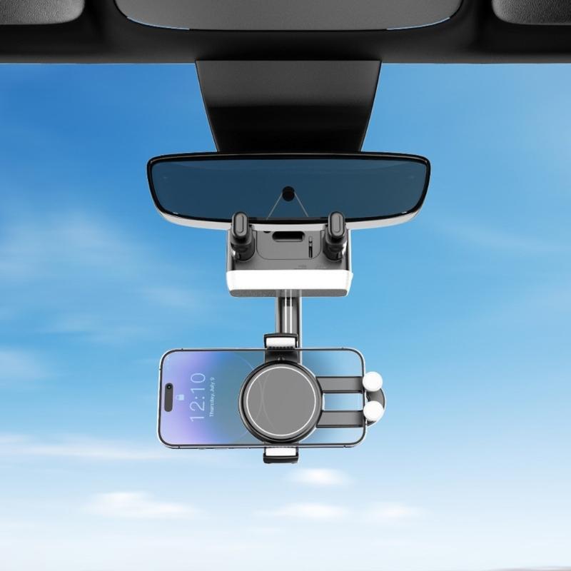 Universal Car Rearview Mirror Smartphone Mount 360 Degree Rotation And Adjustable Length Suitable For Any Vehicle Model