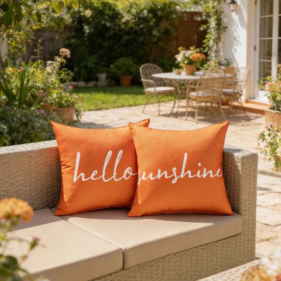 2Pcs Outdoor Cushion Covers Waterproof Throw Pillow Covers Decorative Square Pillowcases for Patio Garden Balcony Indoor Outdoor Use