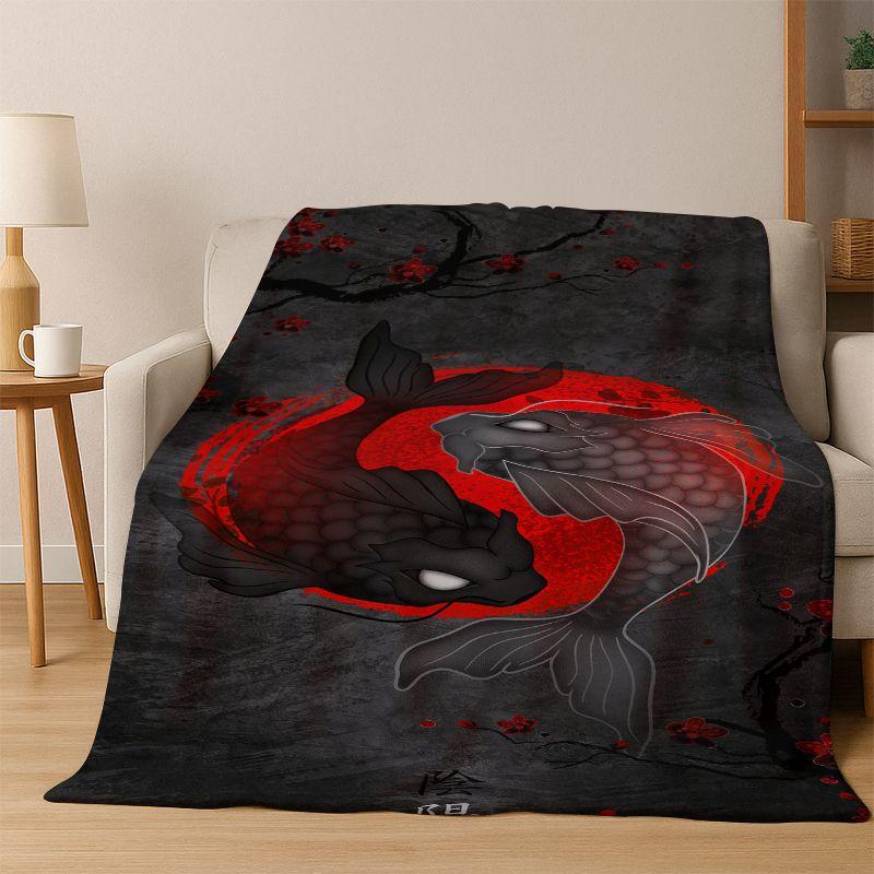 Yin Yang Symbol Chinese Tai Chi Flannel Blanket Soft Warm Throw Blanket for Bedroom Living Room Bed Travel Camping Picnic Gift