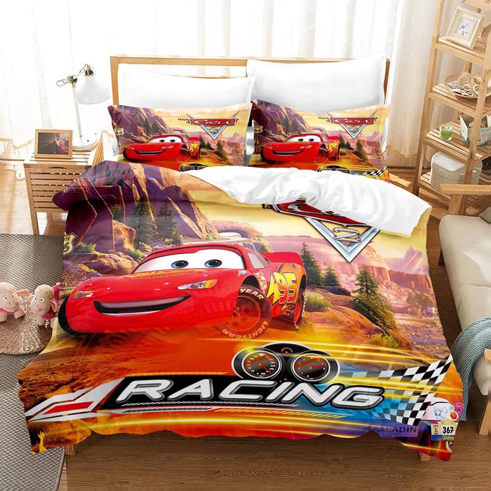 3D Digital Printing Three-Piece Anime Cars Quilt Cover Bedding Bedding Kit