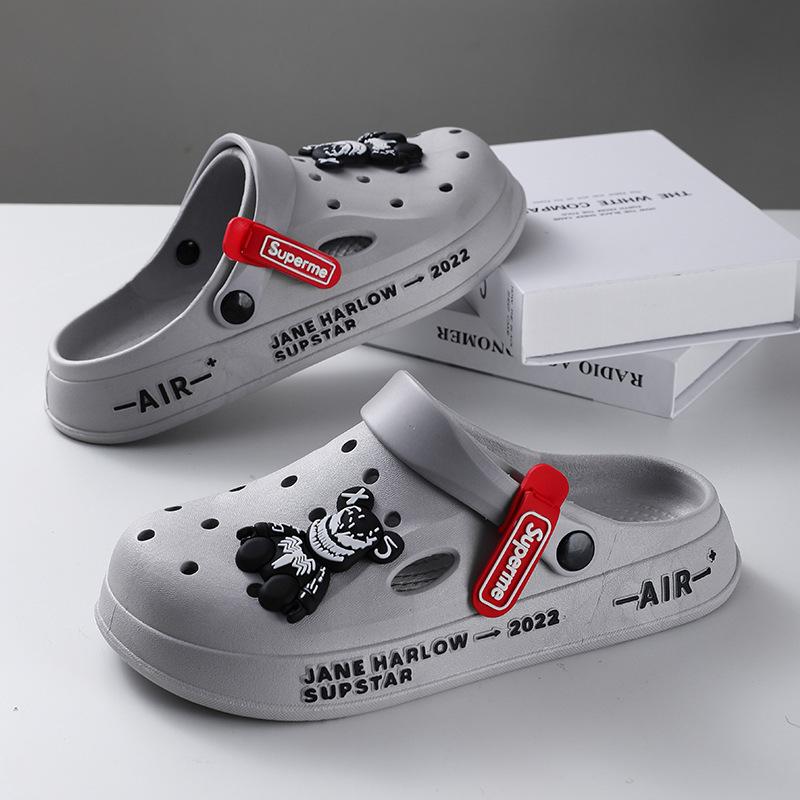 Hole Shoes Men's New Year Couple Platform Slippers Bag Head Sandals Non-slip Casual Soft-soled Beach Shoes Men