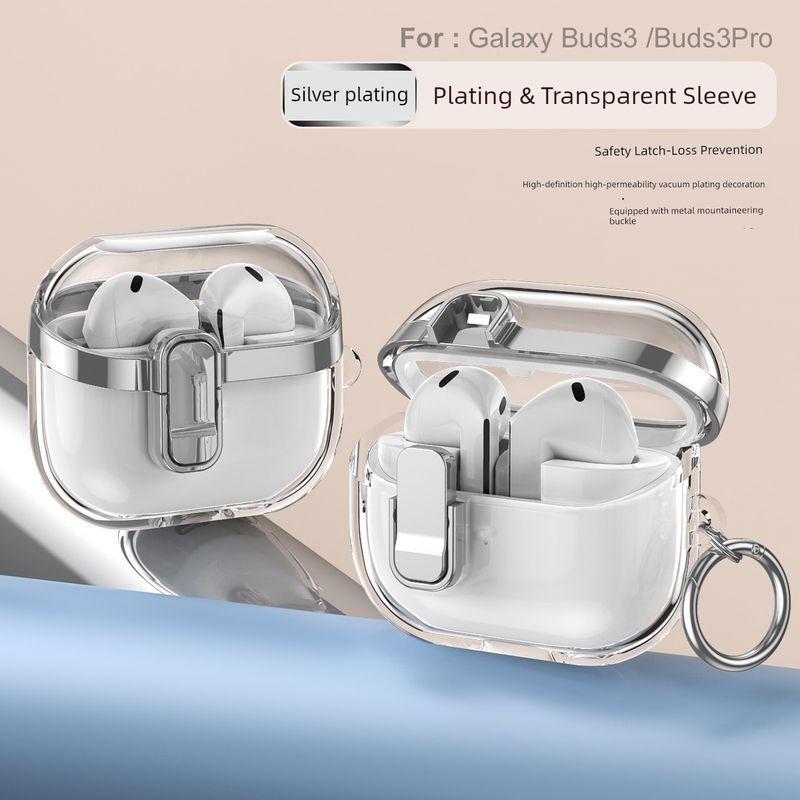 

Transparent Drop-Resistant Lock for Samsung Earphone Case Buds3 Protective Case Minimalist Electroplated Buds3pro Earphone Sleeves Fancy with Lock Galaxy Buds 3 Pro Silver