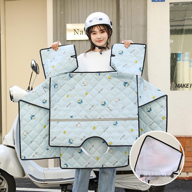 Windschutzscheibe für Elektrofahrrad: Sommer-Sonnenschutz, Sonnenschutzmittel, Winddicht, Doppelseitige wasserdichte Steppdecke für Frühling & Herbst.