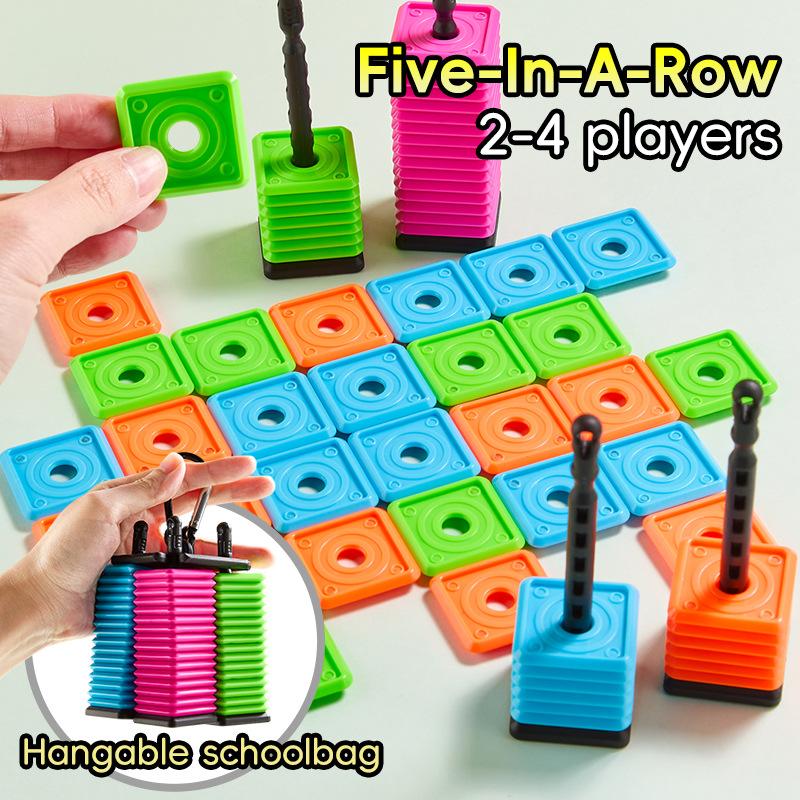 Tragbares Fünf-in-einer-Reihe-Spiel für Kinder und Erwachsene, interaktives Desktop-Strategiespiel mit bunten Spielsteinen, Strategie-Brettspiel SET blue