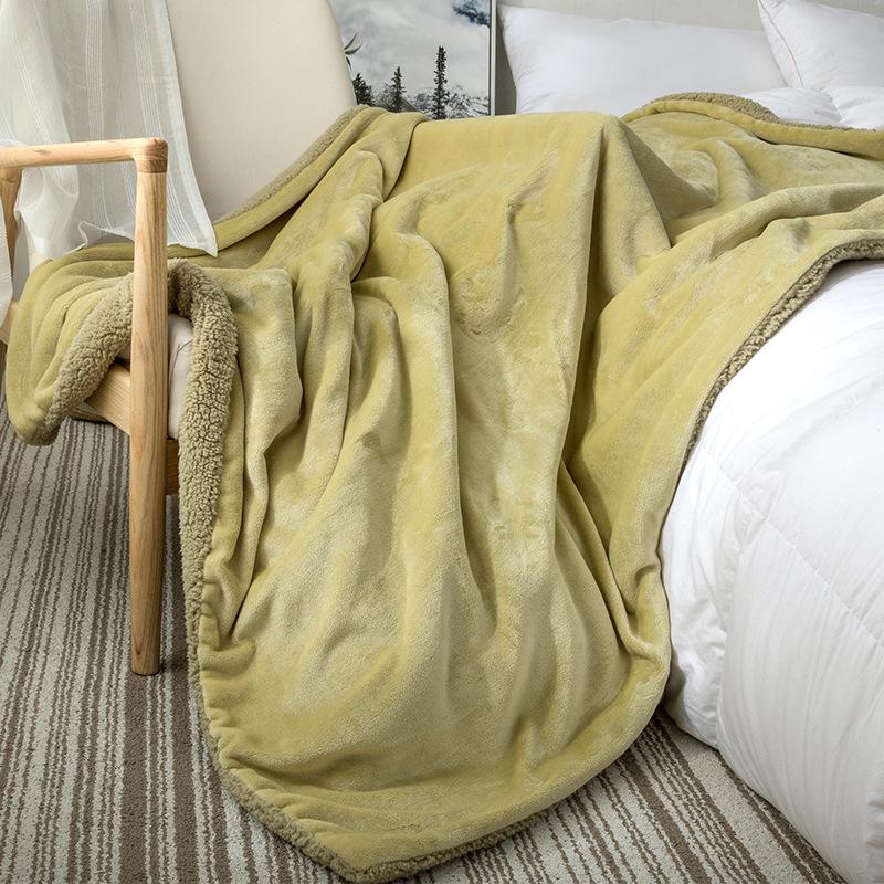 Xianci Double-Layer Lambswool Coral Fleece Throw Blanket for Sofa and Office