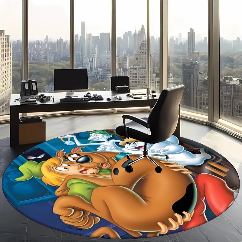 Scooby (14) Round Office Rug Decorative Floor Rug for Office Bedroom Living Room and Home Space
