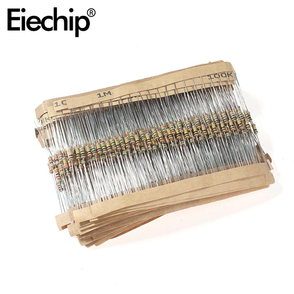 860pcs/lot Carbon Film Resistor 1/4W 5% Resistors Kit Set 43values*20pcs Resistance 1R - 1M Ohm 0.25W Resistor Pack