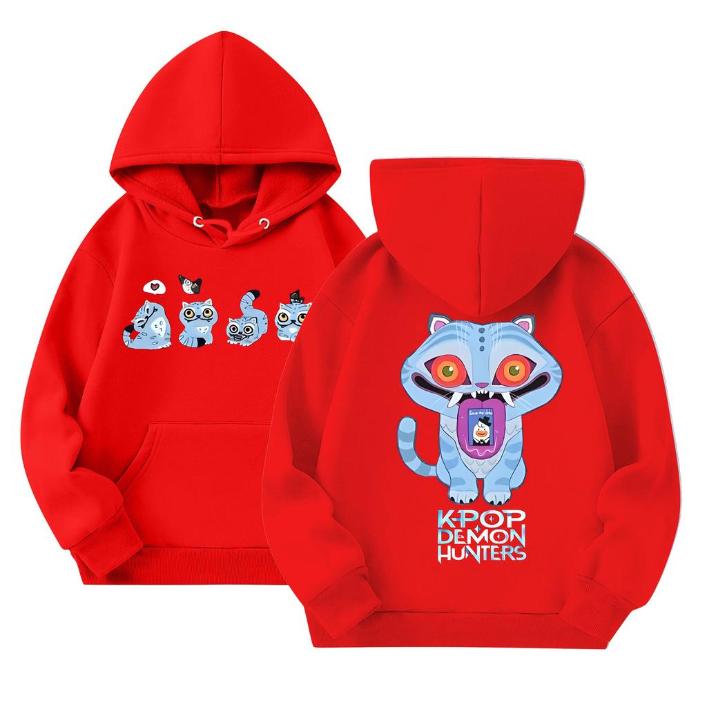 Children's Casual Round Neck Printed Pullover Long-sleeved Hooded Sweatshirt Top
